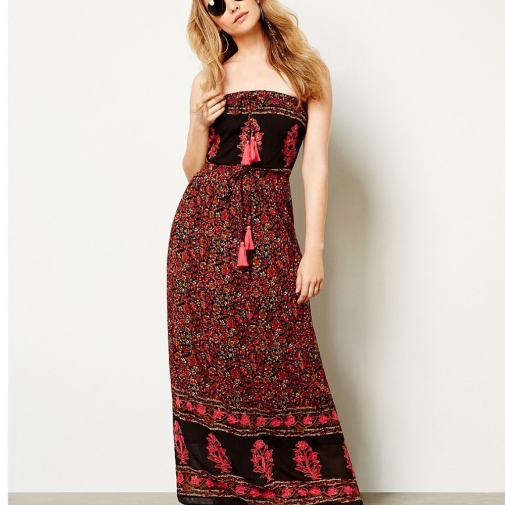 Chelsea & Violet boho tassel strapless maxi dress